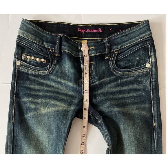 Tough Jeansmith USA Glamour Jeans Music Is Life Pearls Embroidered Low Rise - Picture 11 of 11